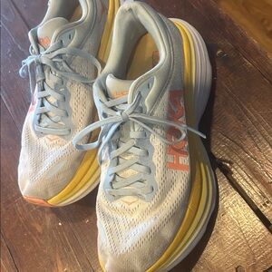 Hoka Women's Sky Blue and Mustard Athletic Shoes